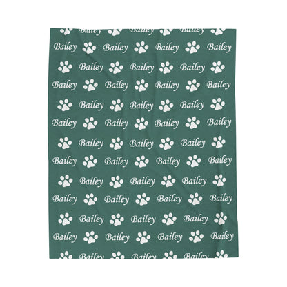 Custom Dog Paw Prints Velveteen Plush Blanket