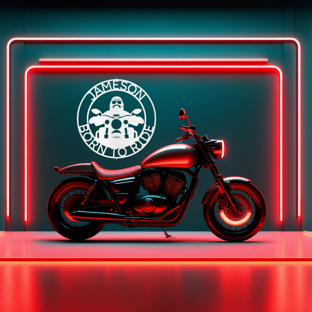 custom motorcycle shop monogram - steel sign