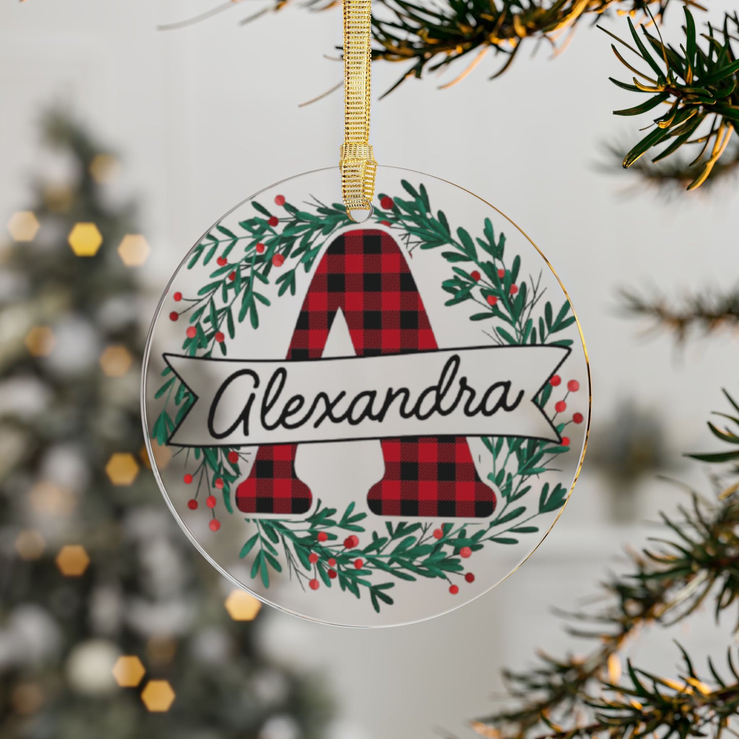 custom name christmas acrylic ornament