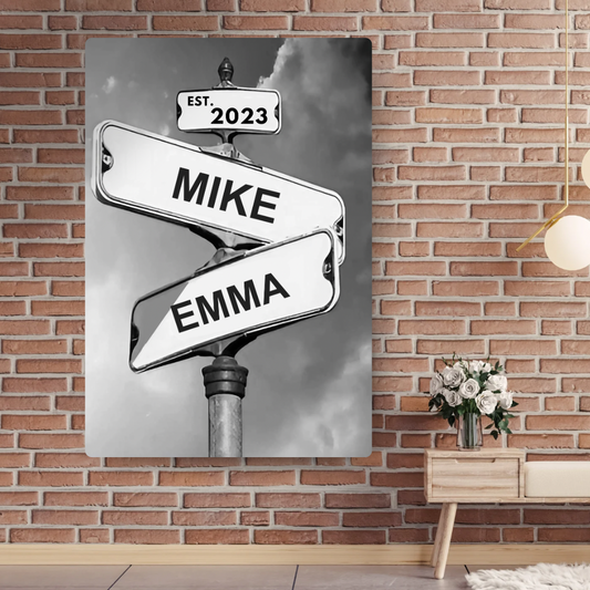 Personalized Couple Canvas Street Sign