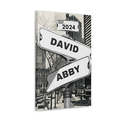 Personalized Couple City Canvas Street Sign