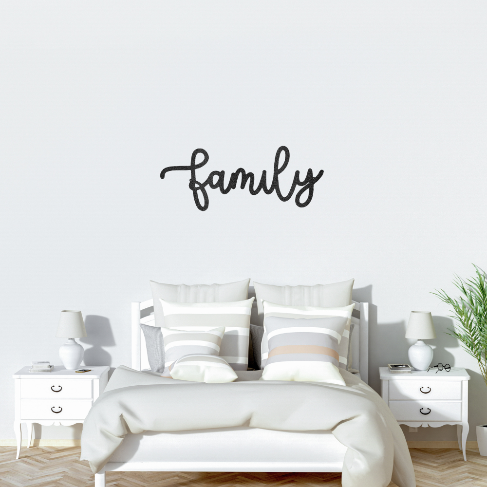 family script - steel sign