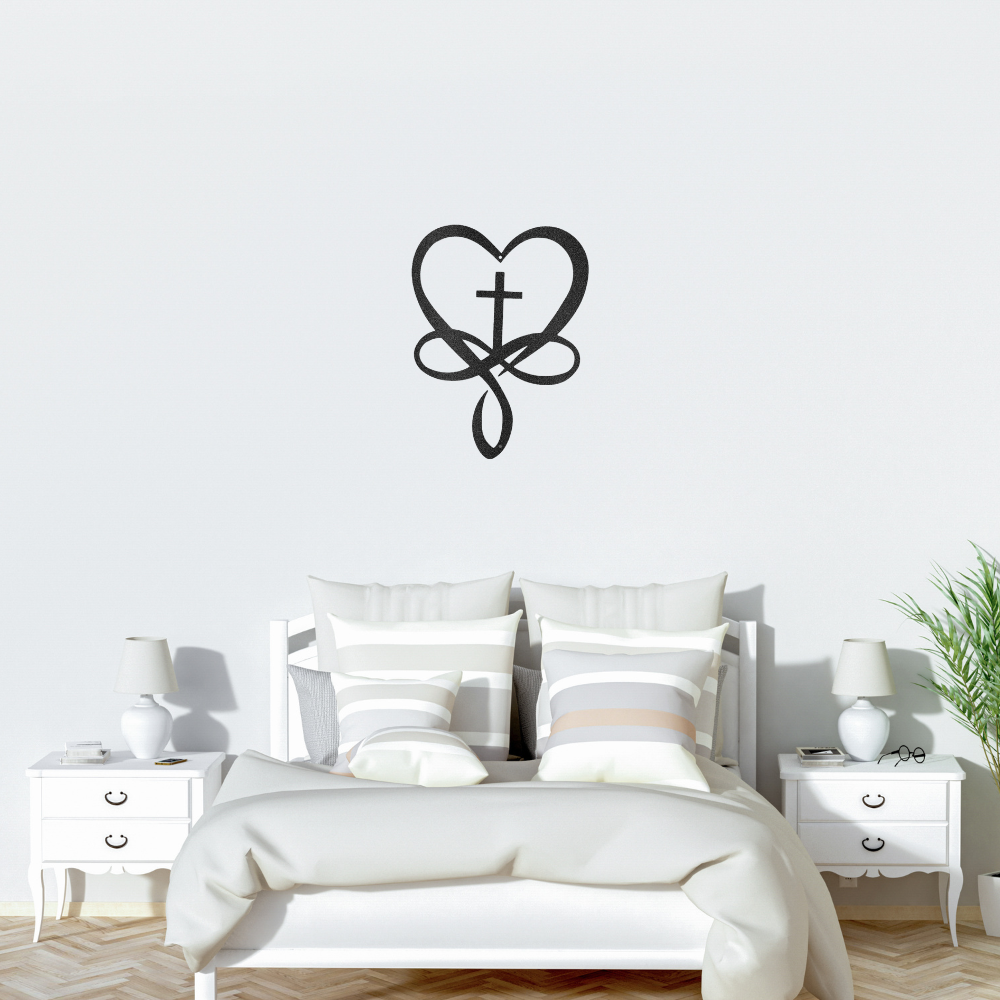 love infinity cross - steel sign