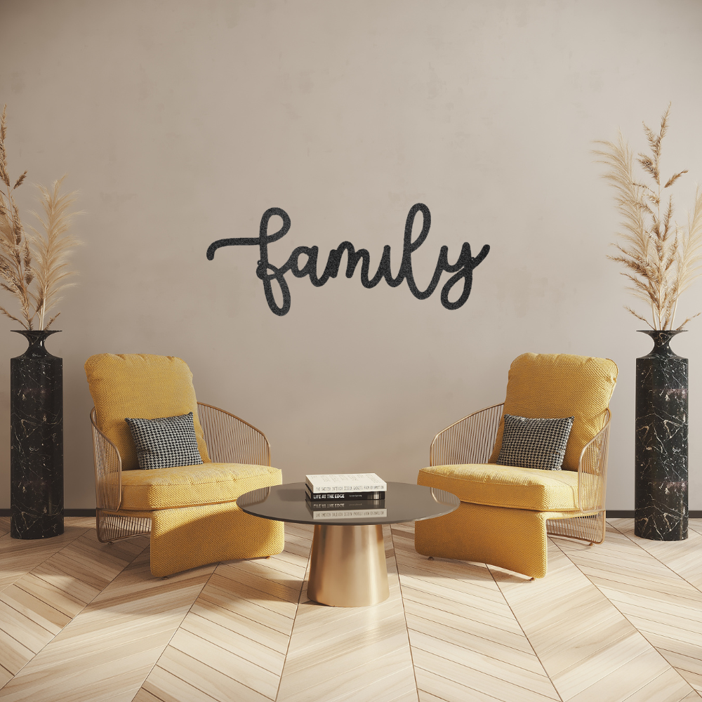 family script - steel sign