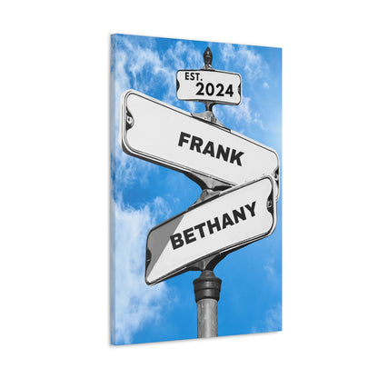 Personalized Couple Cloud Canvas Street Sign