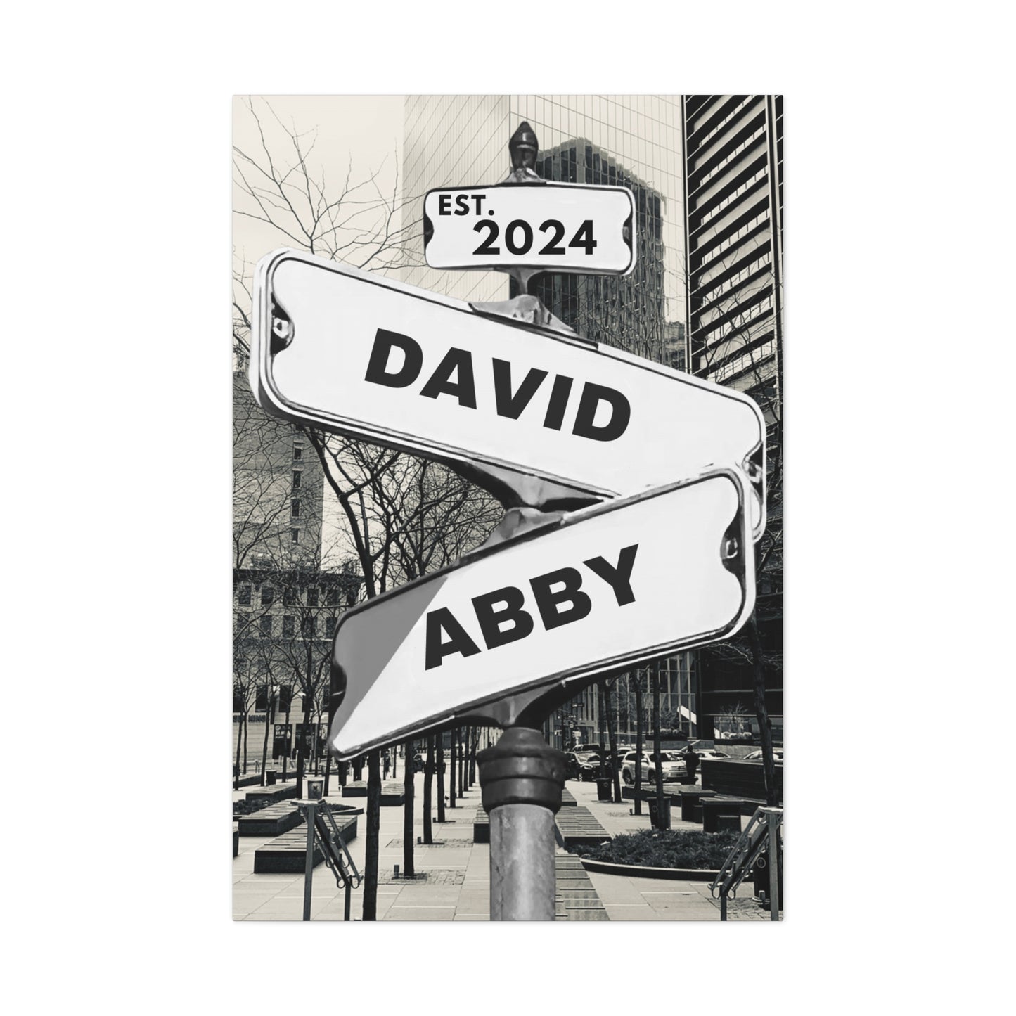 Personalized Couple City Canvas Street Sign