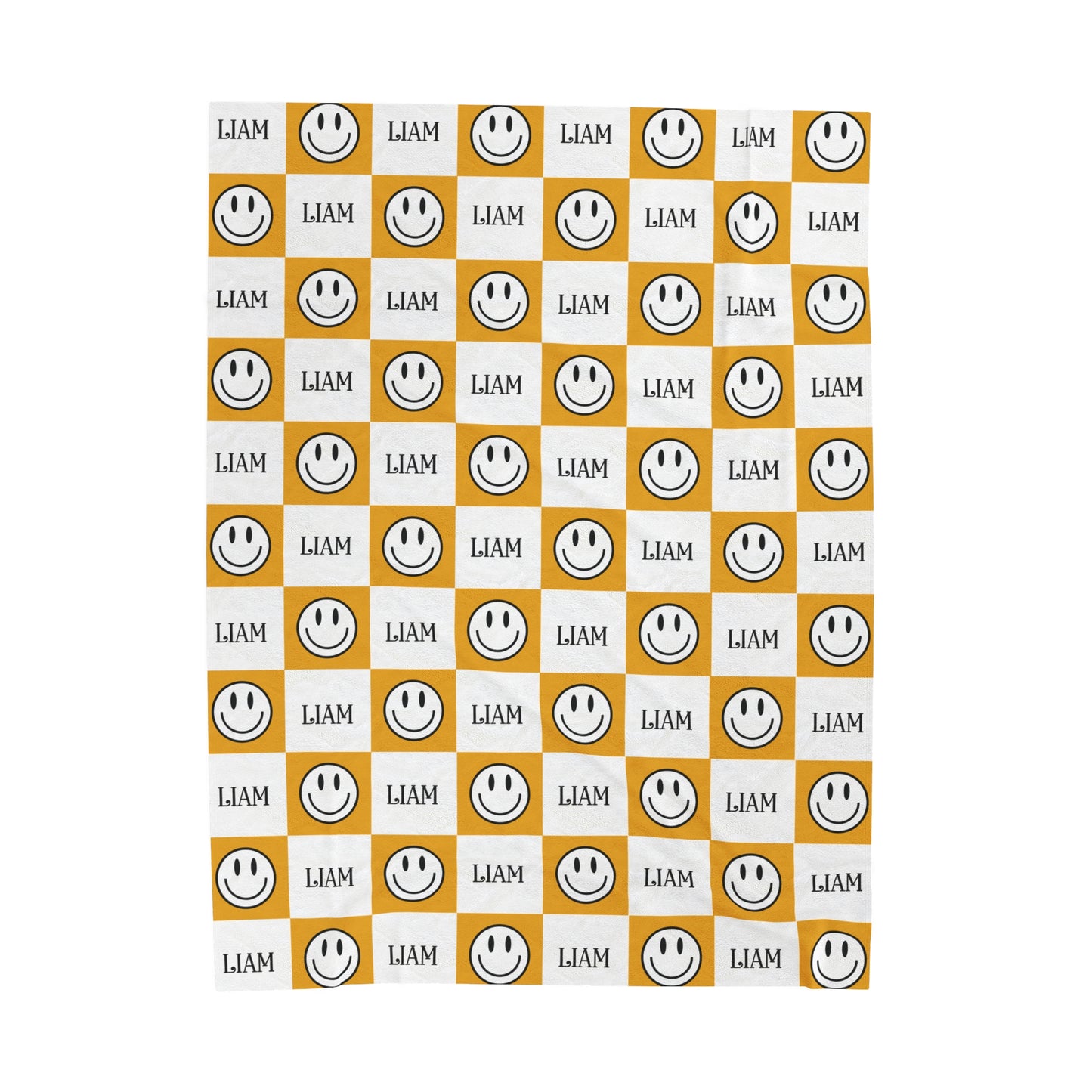 smiley faces checkered personalize blanket