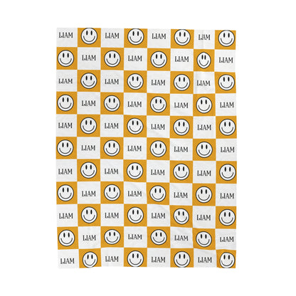 Smiley Faces Checkered Personalize Blanket