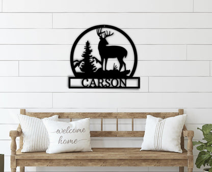 Outdoor Buck Monogram Metal Wall Art