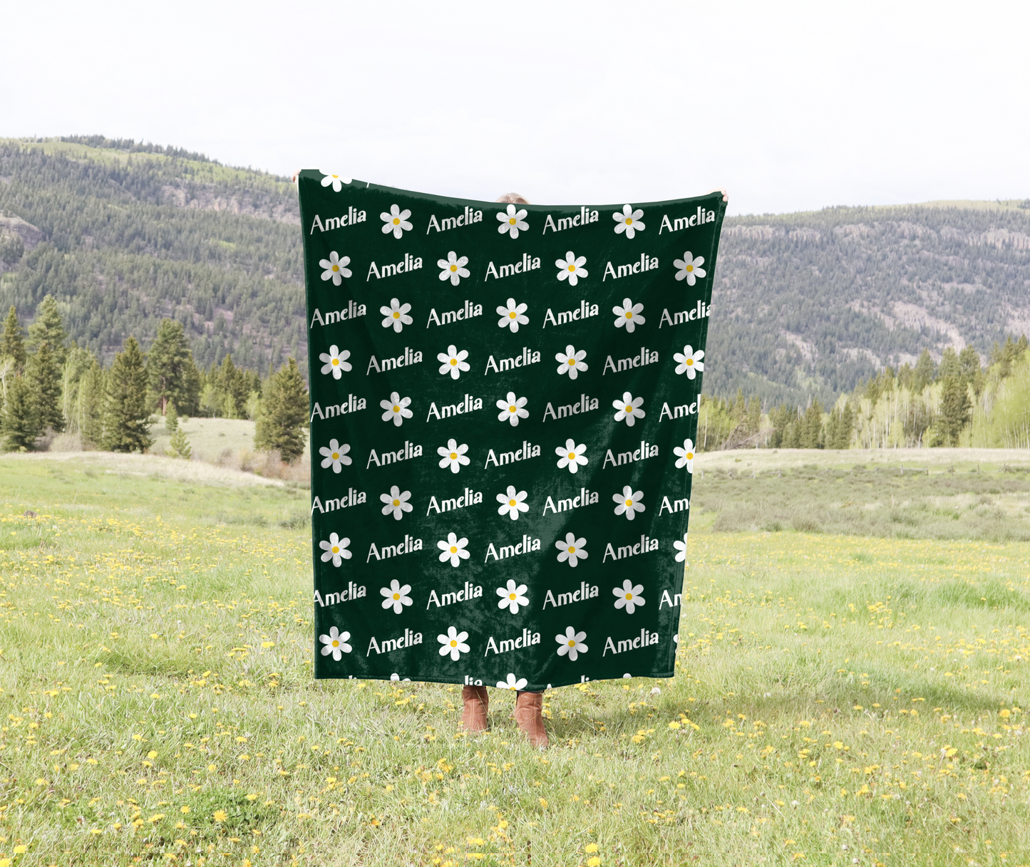 daisy floral velveteen plush blanket