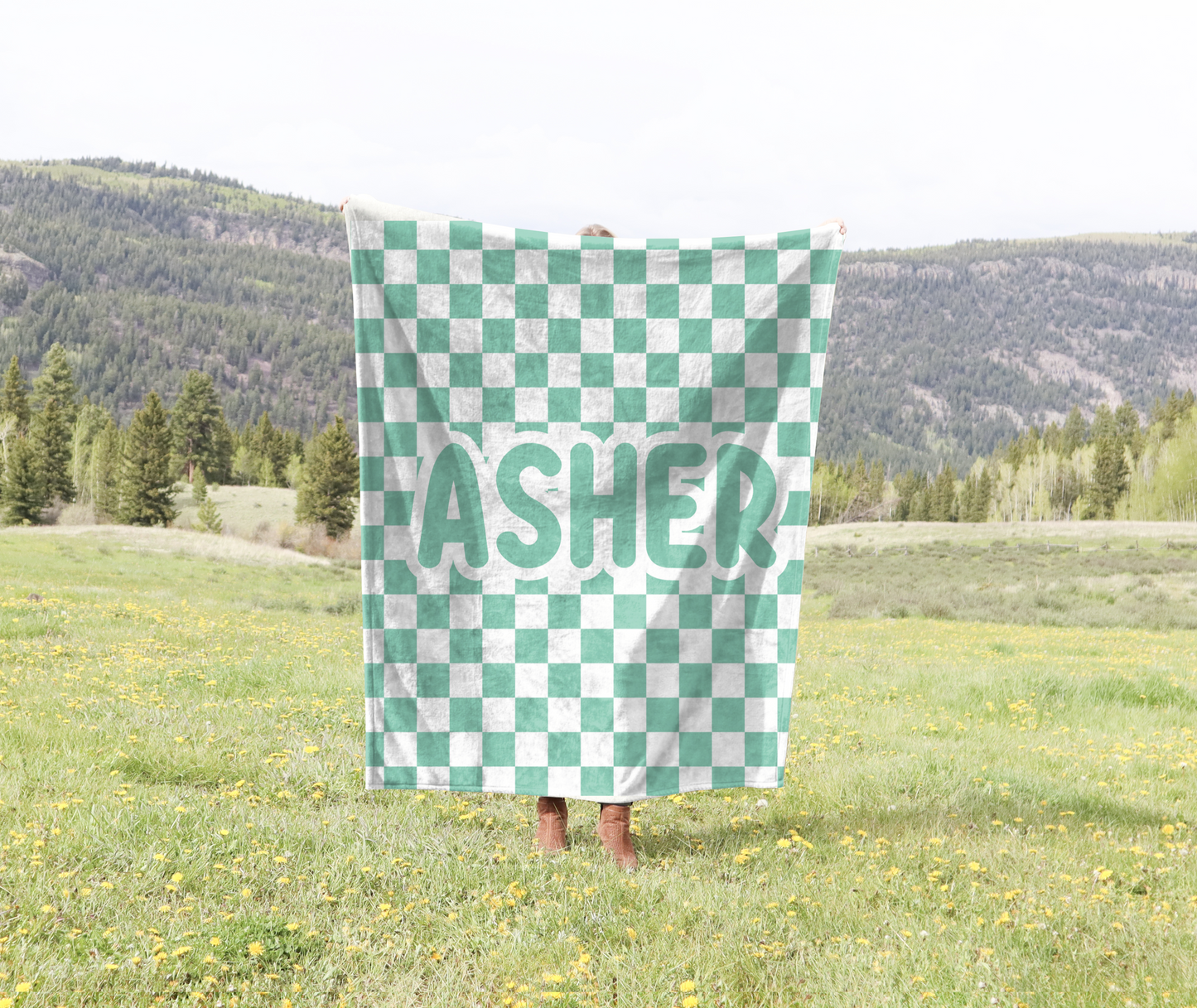 checkered velveteen plush blanket