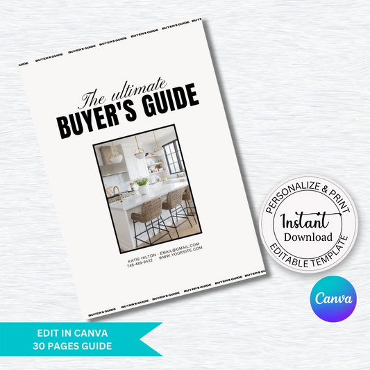 Real Estate Home Buyer Guide - 30 Editable Pages (Digital Download)