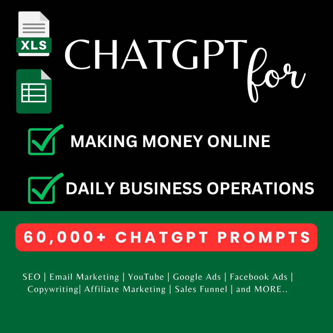 60,000+ chatgpt prompts - spreadsheet instant download