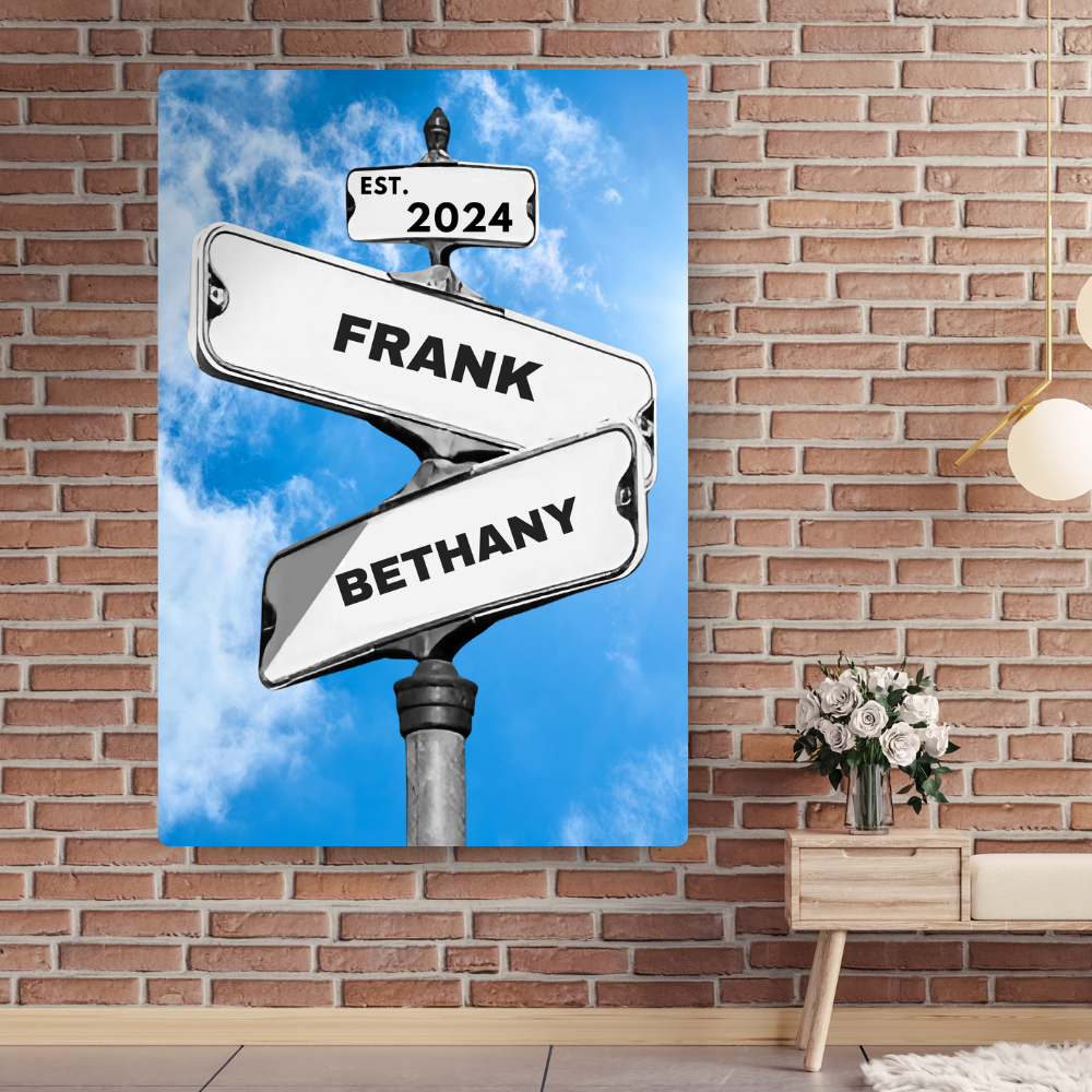 Personalized Couple Cloud Canvas Street Sign