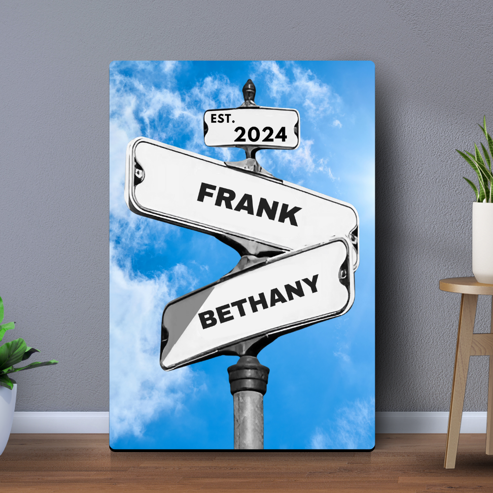 Personalized Couple Cloud Canvas Street Sign