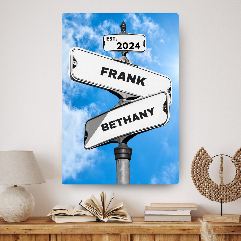 Personalized Couple Cloud Canvas Street Sign