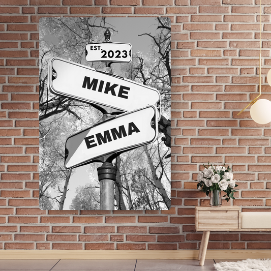 Personalized Vintage Canvas Street Sign for couples