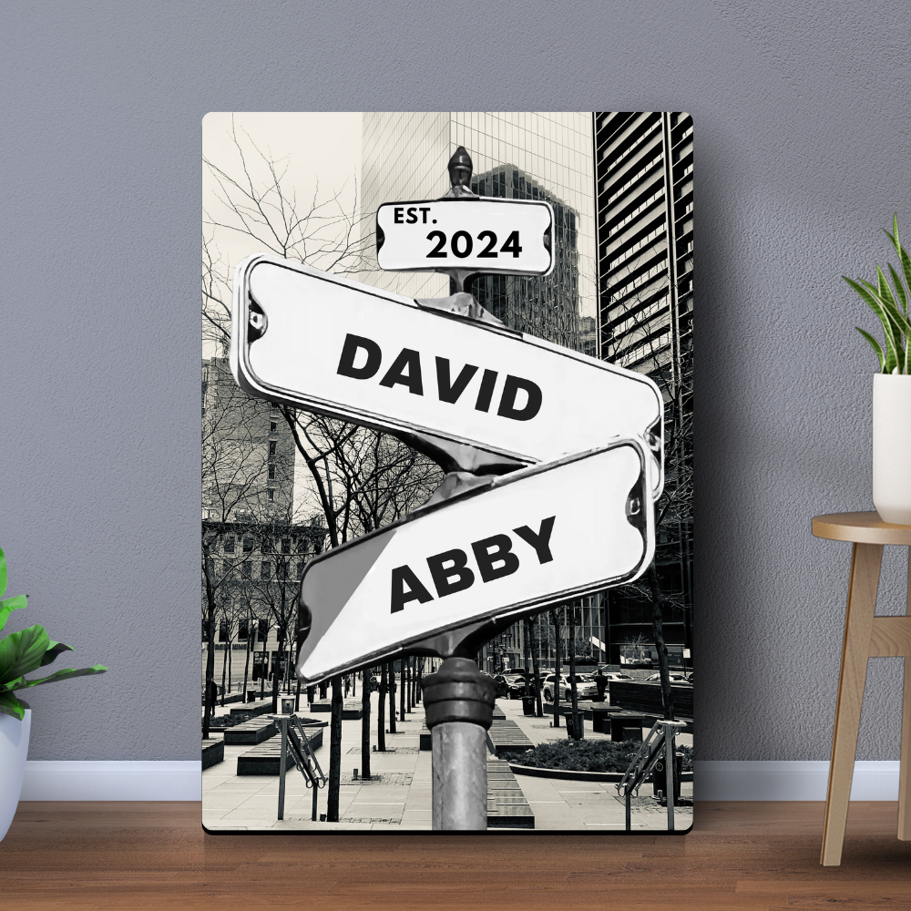 Personalized Couple City Canvas Street Sign