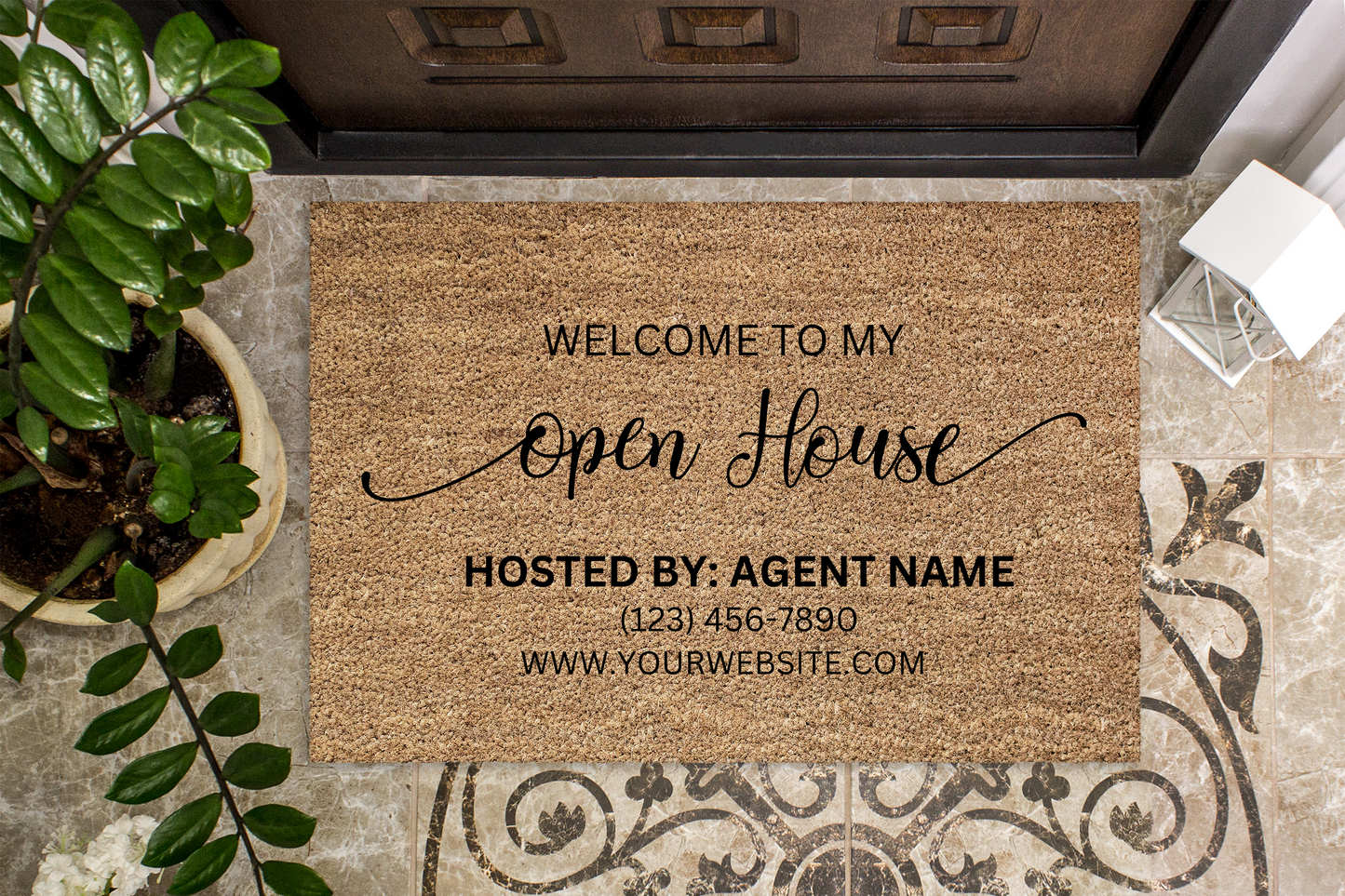 custom open house doormat