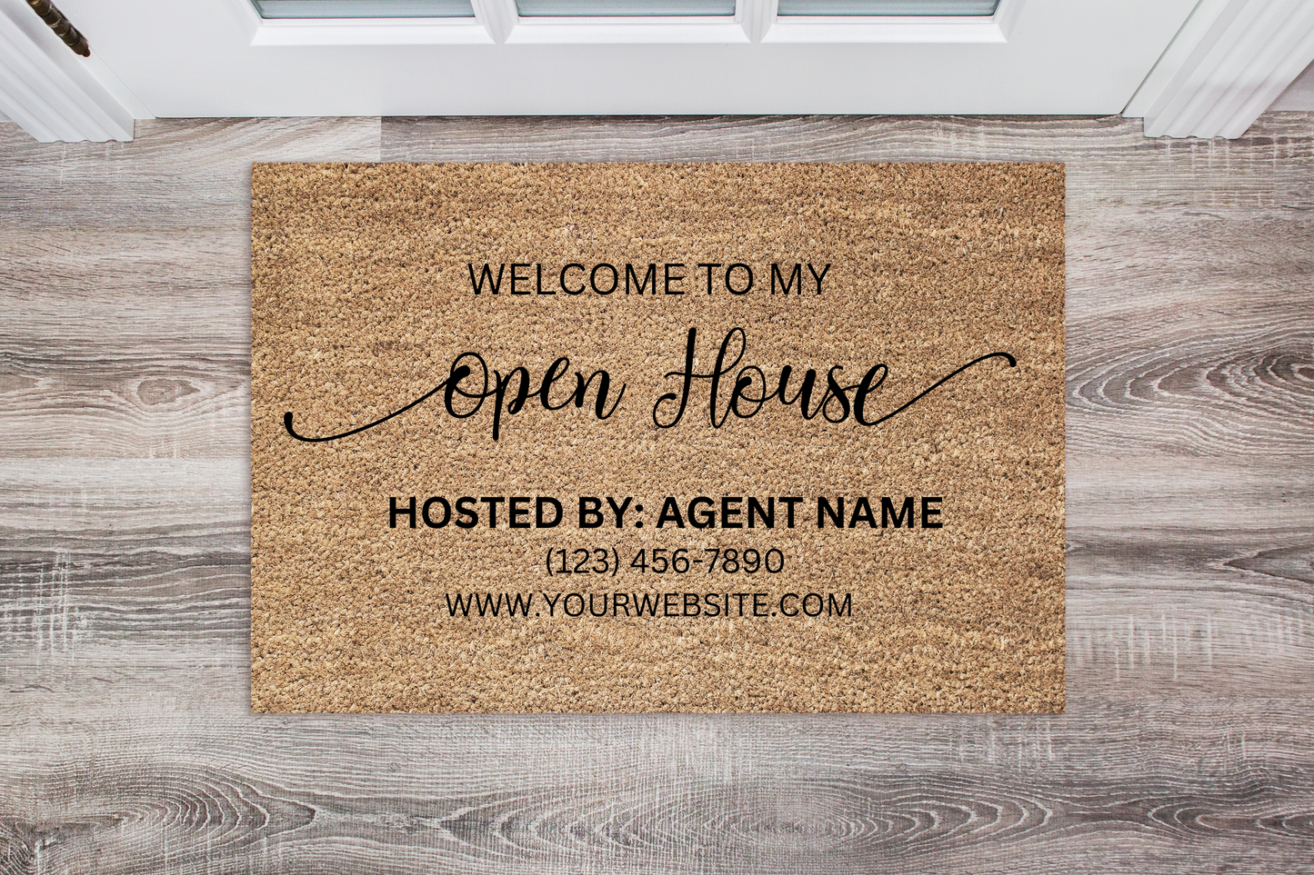 custom open house doormat