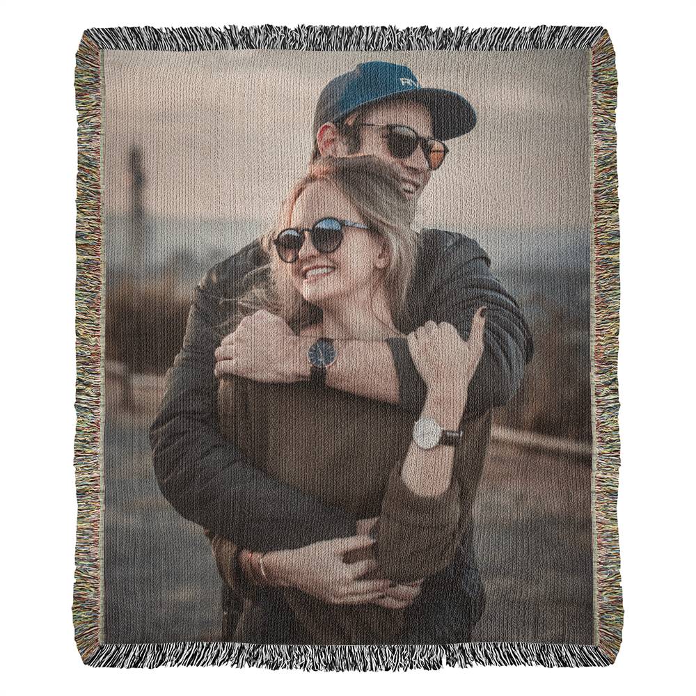 personalized photo woven blanket