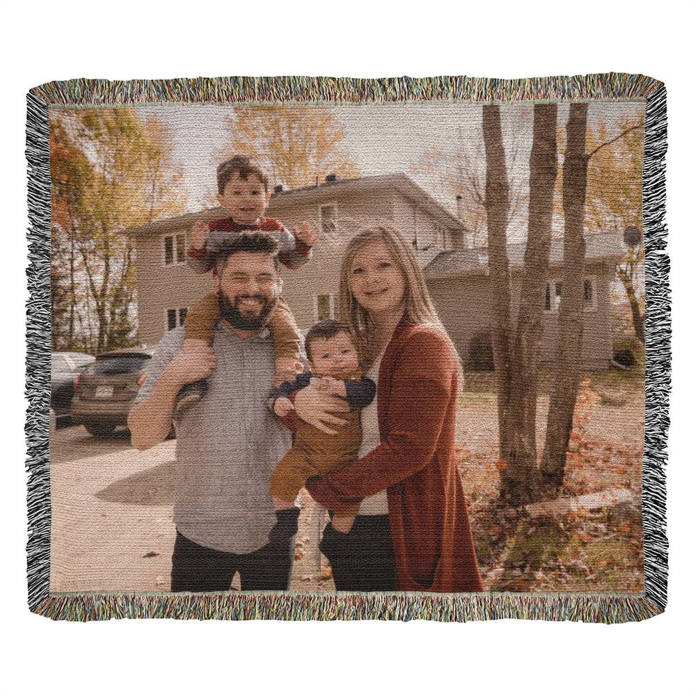 personalized photo woven blanket