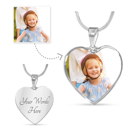 Custom Photo & Engraved Heart Shape Necklace